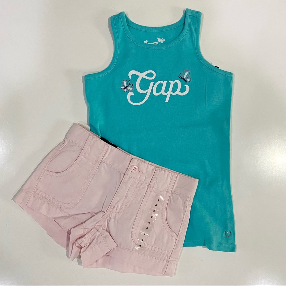 NWT Girls Gap Sz 4 5 Tank Top Pink Shorts Bundle Outfit Set Spring Summer NEW